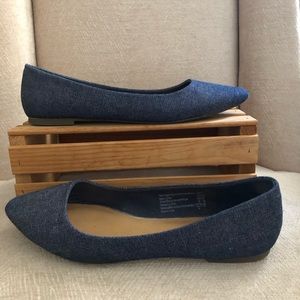 Christian Siriano blue denim flats